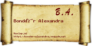 Bondár Alexandra névjegykártya